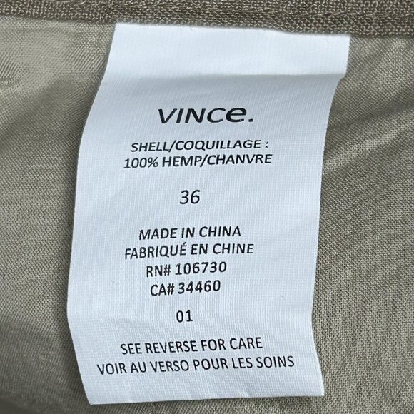 Vince Hemp Pants Mens 36x28 Brown Rolled Cuff Lightweight Cropped Coastal Resort - Picture 4 of 12